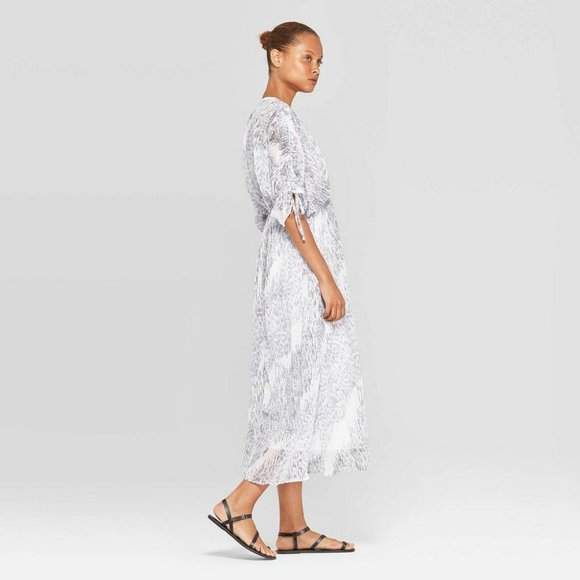 NWT Prologue Zebra Crewneck Midi Dress Large White - Picture 2 of 3